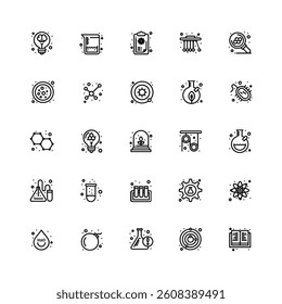 Genetics Stroke icon collections. Containing genetics related icons DNA, chromosomes, genetic modification, experiments and more