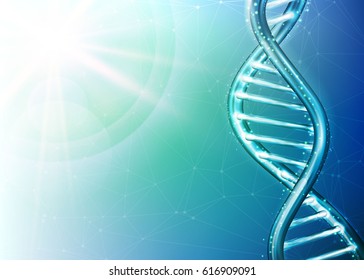 Genetics Testing Science DNA Double Spiral Abstract Green and Blue Background Vector Art Design Illustration