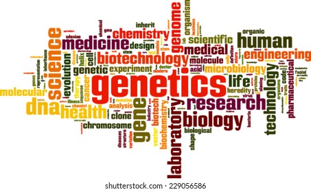 Genetics word cloud concept. Vector illustration