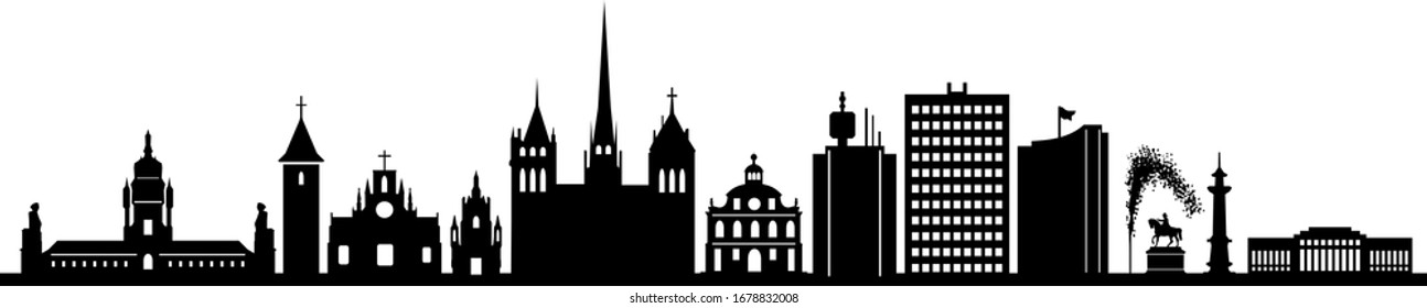 Geneva City Switzerland Skyline Silhouette Cityscape Vector