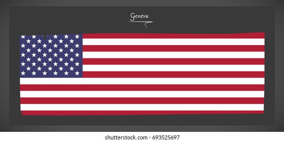 Geneva county map of Alabama USA with American national flag illustration