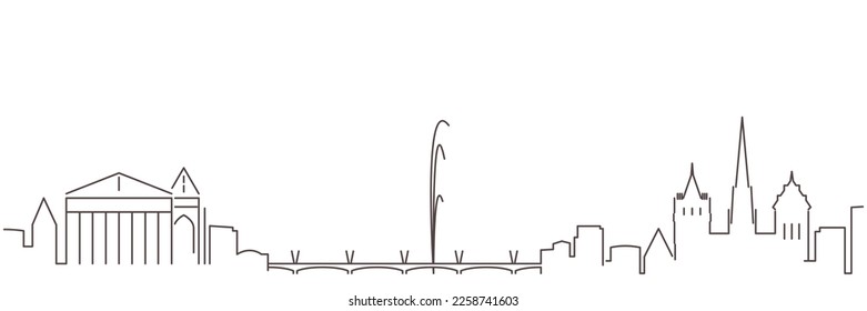 Geneva Dark Line Simple Minimalist Skyline With White Background