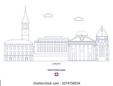 Geneva Linear City Skyline, Switzerland