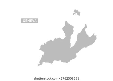 Geneva map - Minimal Flat Vector Illustration in Black and Gray, Isolated on White Background, Ideal for Infographics, Educational Use, Reports, and Presentations.