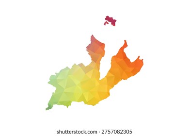 Geneva Map - Polygon Style Vector Illustration in Rainbow Gradient, Low Poly Multicolor Geometric Design, Isolated on White Background, Suitable for Reports, and Creative Projects.
