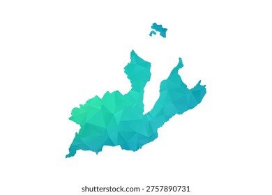 Geneva Map - Polygon Style Vector Illustration in Green and Blue Gradient, Low Poly Geometric Design, Isolated on White Background, Perfect for Infographics and Learning Use.