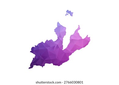 Geneva Map - Polygon Style Vector Illustration in Blue and Purple Gradient, Low Poly Geometric Design, Isolated on White Background, Ideal for Infographics and Learning Materials.