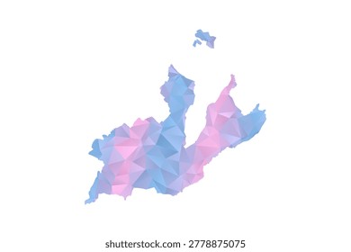 Geneva Map - Polygon Style Vector Illustration in Pastel Blue and Pink Gradient, Low Poly Geometric Design, Isolated on White Background for Infographics and Education.