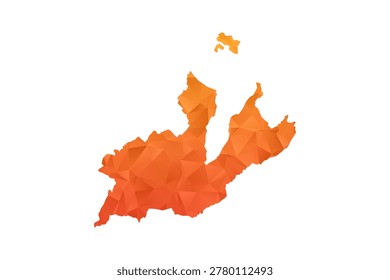 Geneva Map - Polygon Style Vector Illustration in Orange Gradient, Low Poly Geometric Design, Isolated on White Background for Infographics and Education.