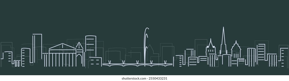 Geneva Simple Lines Skyline auf dunklem Hintergrund