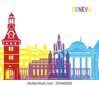 Ginebra skyline pop en archivo de Vector editable