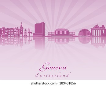Geneva skyline in purple radiant orchid in editable vector file