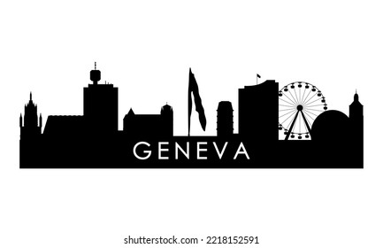 Geneva skyline silhouette. Black Geneva city design isolated on white background. 