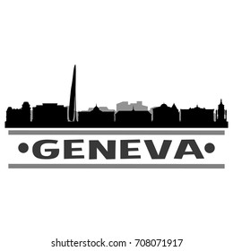 Geneva Skyline Silhouette City Vector Design Art