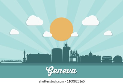 Geneva skyline - Switzerland - vector illustration