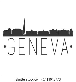 Geneva Switzerland. City Skyline. Silhouette City. Design Vector. Famous Monuments.