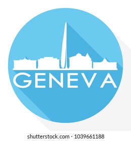 Geneva Switzerland Flat Icon Skyline Silhouette Design City Vector Art.