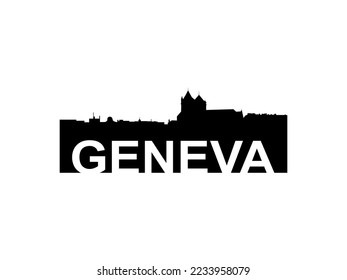 Geneva Switzerland skyline silhouette, Geneva city vector illustration