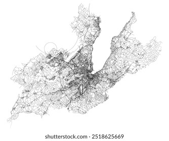 Ginebra Suiza, mapa exacto, detalle Calles Mapa de carreteras, elemento de Vector editable Imagen de Plantilla para la comercialización, producto, arte de la pared