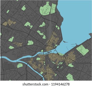 Geneva vector map with dark colors.