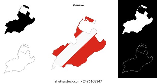Geneve canton outline map set