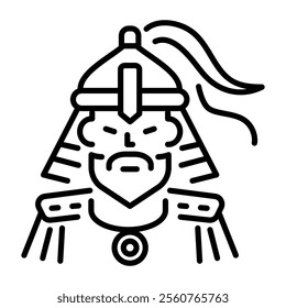 Genghis khan icon in linear style 