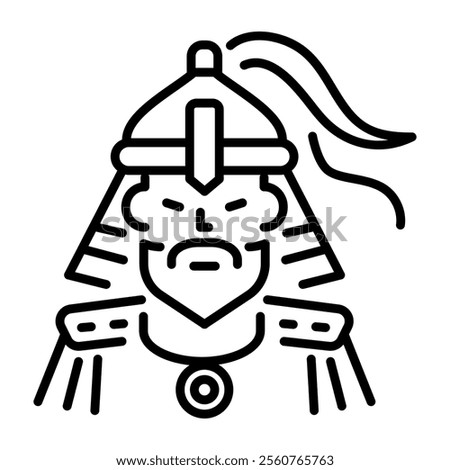 Genghis khan icon in linear style 