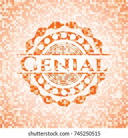 Genial abstract orange mosaic emblem