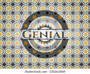 Genial arabic badge background. Arabesque decoration.