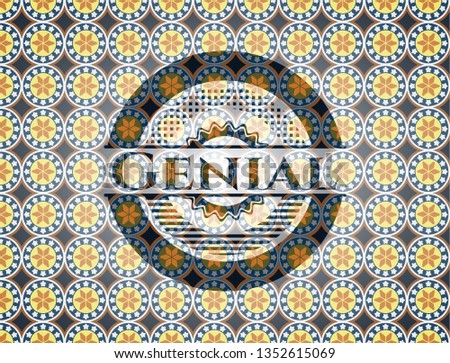 Genial arabic badge background. Arabesque decoration.