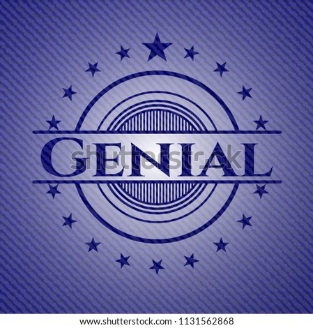 Genial badge with denim background