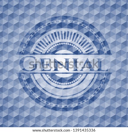 Genial blue hexagon badge. Vector Illustration. Detailed.