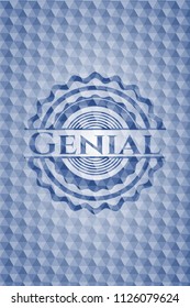 Genial blue polygonal badge.