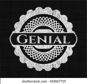 Genial chalk emblem, retro style, chalk or chalkboard texture