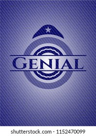 Genial emblem with denim high quality background