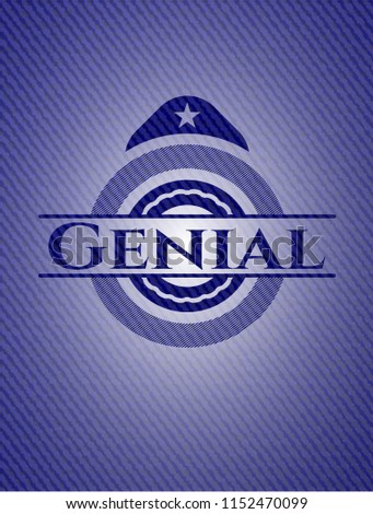 Genial emblem with denim high quality background