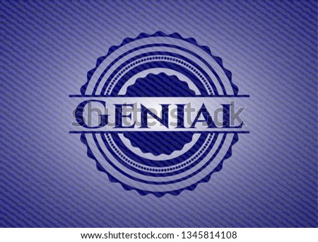 Genial emblem with jean background