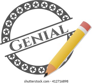 Genial emblem with pencil effect