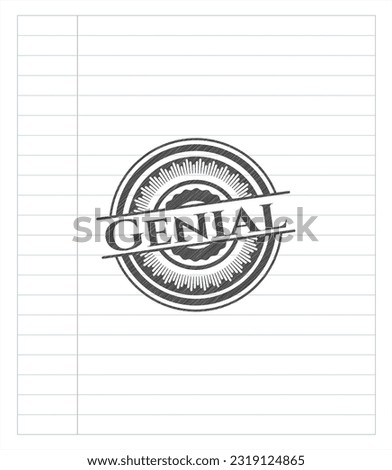 Genial emblem with pencil effect. Vector Illustration. Detailed. 