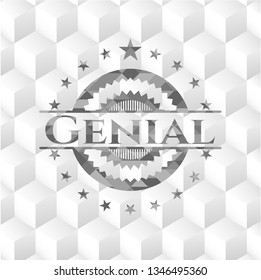 Genial grey emblem with geometric cube white background