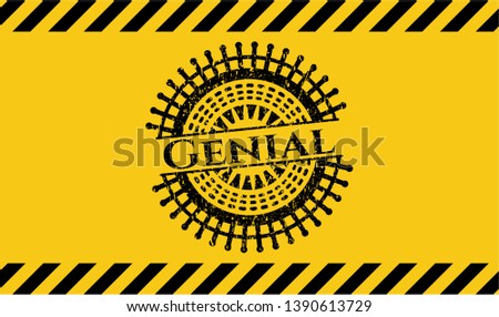 Genial inside warning sign, black grunge emblem. Vector Illustration. Detailed.