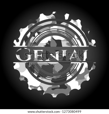 Genial on grey camouflaged texture