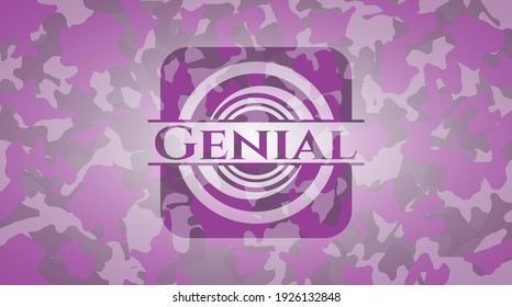 Genial pink and purple on camouflaged pattern. Vector Illustration. Detailed. 