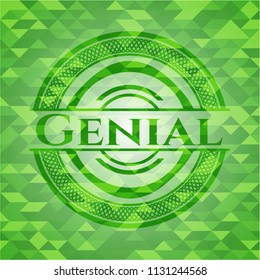 Genial realistic green mosaic emblem