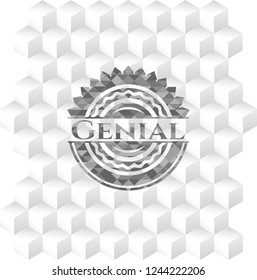 Genial realistic grey emblem with cube white background