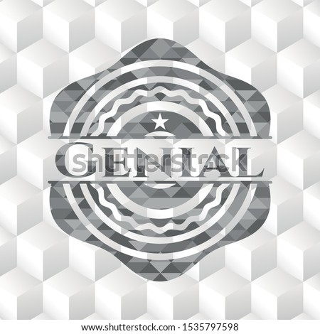 Genial realistic grey emblem with cube white background