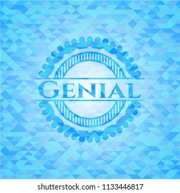 Genial realistic light blue mosaic emblem