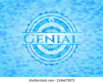 Genial realistic light blue mosaic emblem