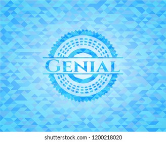 Genial realistic light blue mosaic emblem