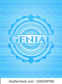 Genial water wave concept style badge.